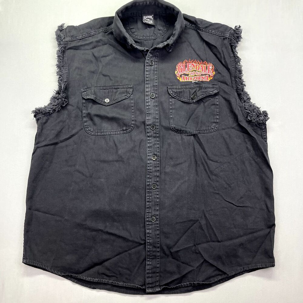 Motorcycles Black Vest Denim Glendale Arizona XL Cotton Biker‎ Moto 2007